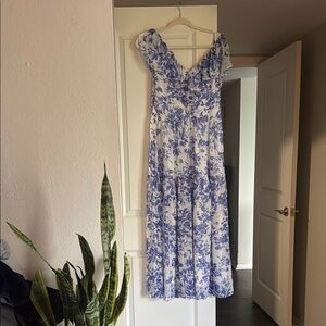 Lucy Paris Blue and White Sleeveless Maxi Sundress